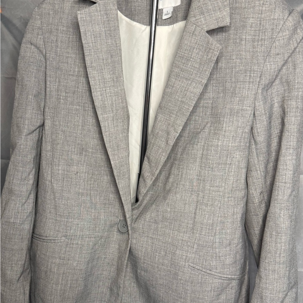 Nine West Light Gray Single-Button women’s Blazer